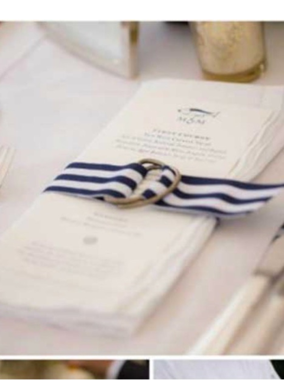 136 Nautical Napkin Rings - Navy and White Striped D-Ring